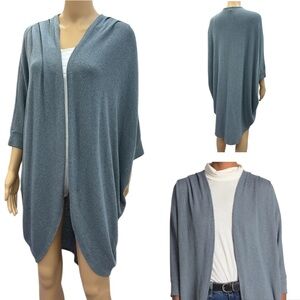 14th And Union Blue Gray Draped 3 Quarter Sleeve Open Front Cardigan Womens XXL